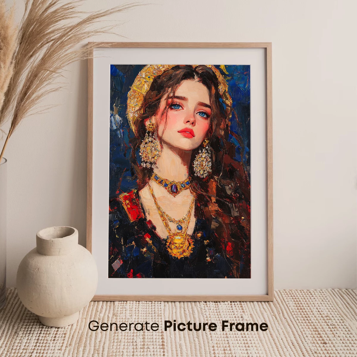 Golden Elegance: A Renaissance Muse in Rich Textures - Image 7