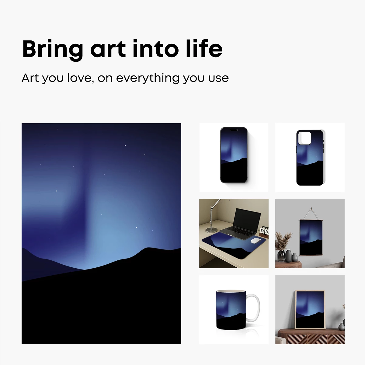 Ethereal Nightfall: A Celestial Beam Over Silhouetted Peaks - Image 2