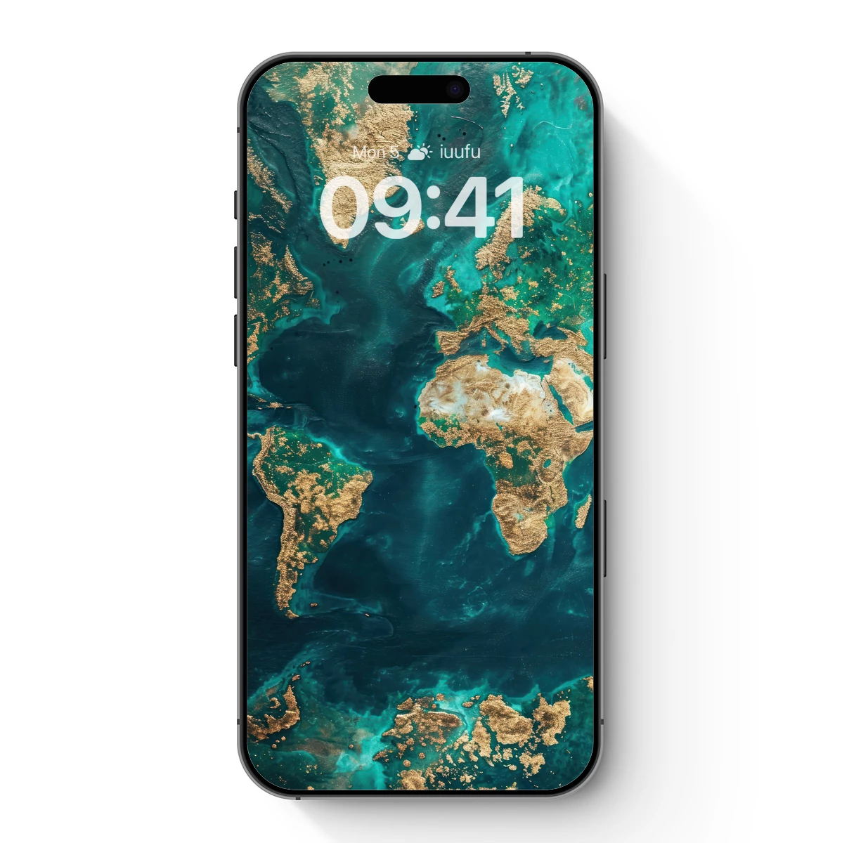 Golden Earth: Teal Ocean Abstract Map Art