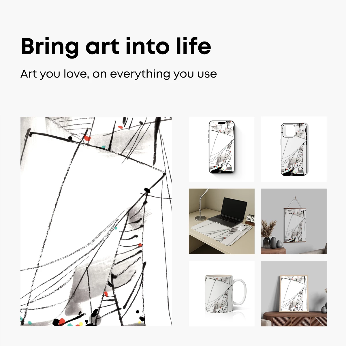 Abstract Sails: Ink and Color Harmony - Image 2