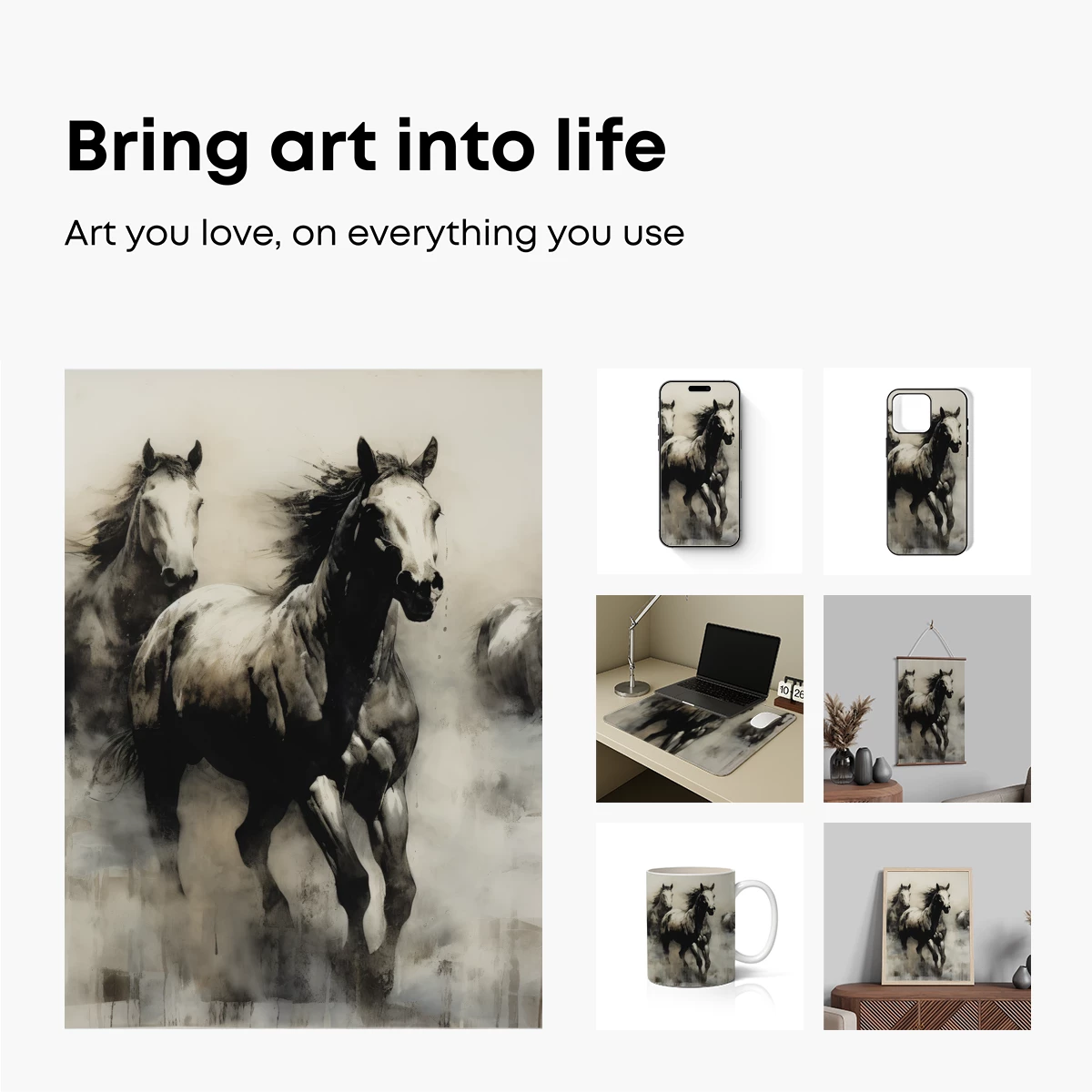 Galloping Spirits: Monochrome Equestrian Artistry - Image 2