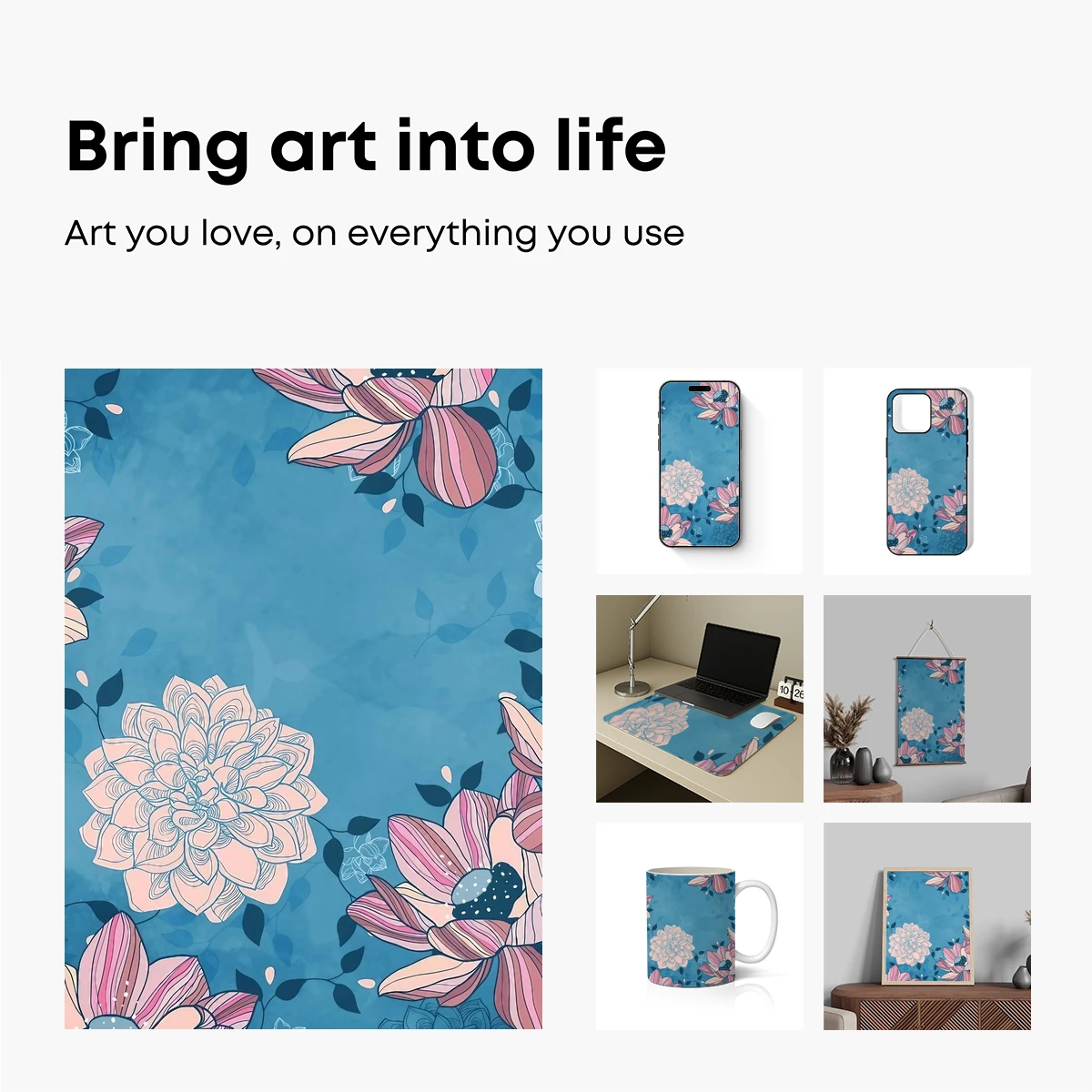 Elegant Dahlia Symphony in Teal - Image 2