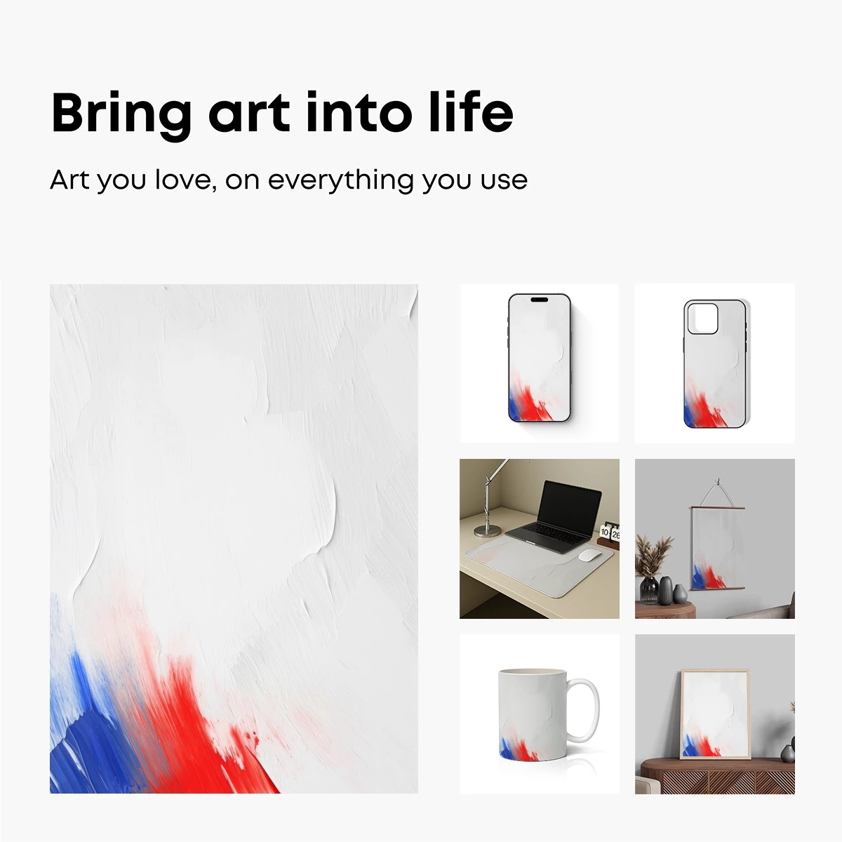 Abstract Brushstroke Symphony: Red, Blue, and White - Image 2