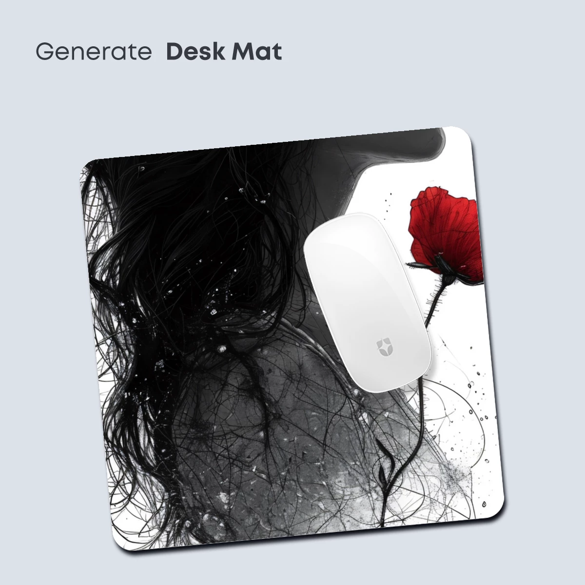 Ethereal Bloom: Monochrome Profile with Scarlet Poppy - Image 4