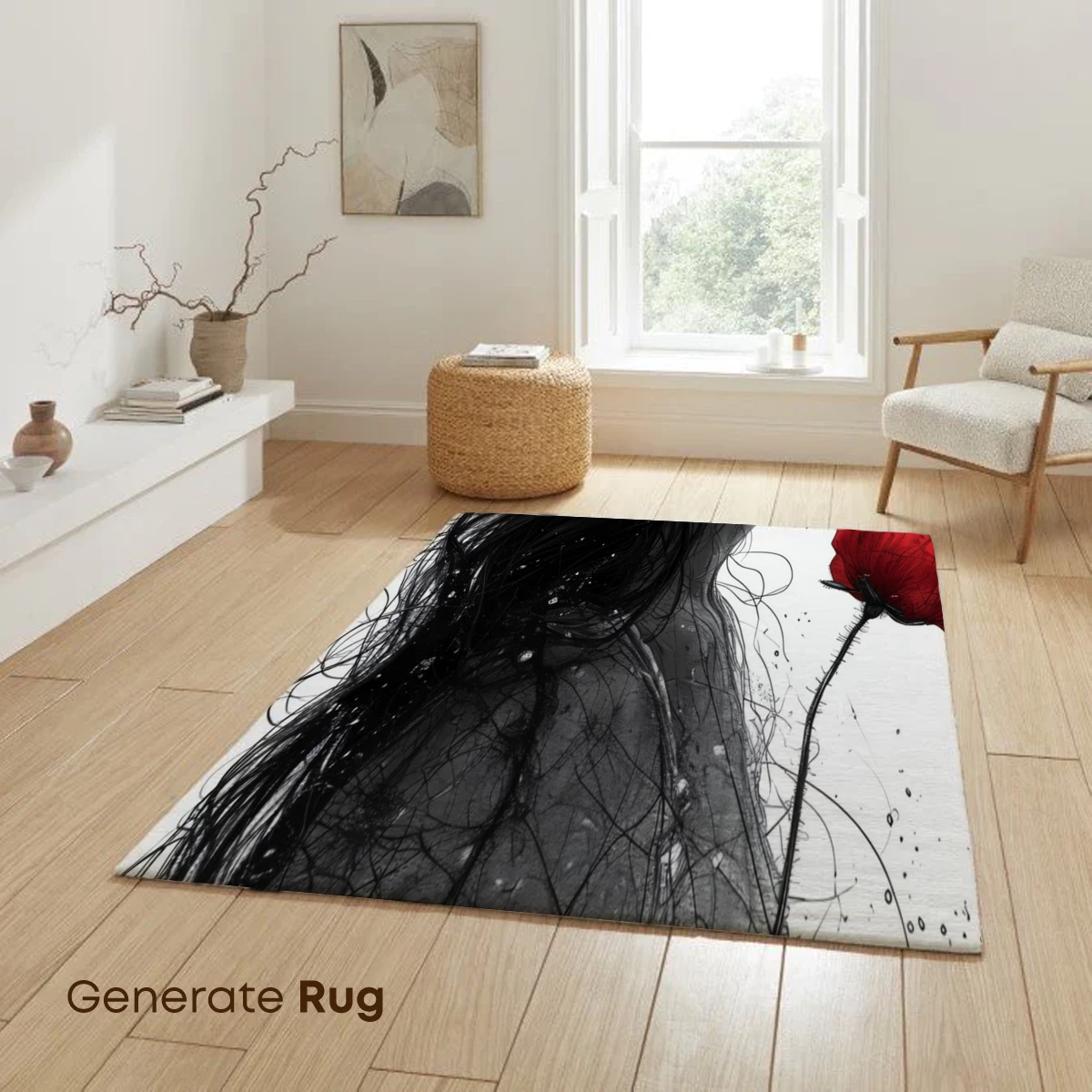 Ethereal Bloom: Monochrome Profile with Scarlet Poppy - Image 6