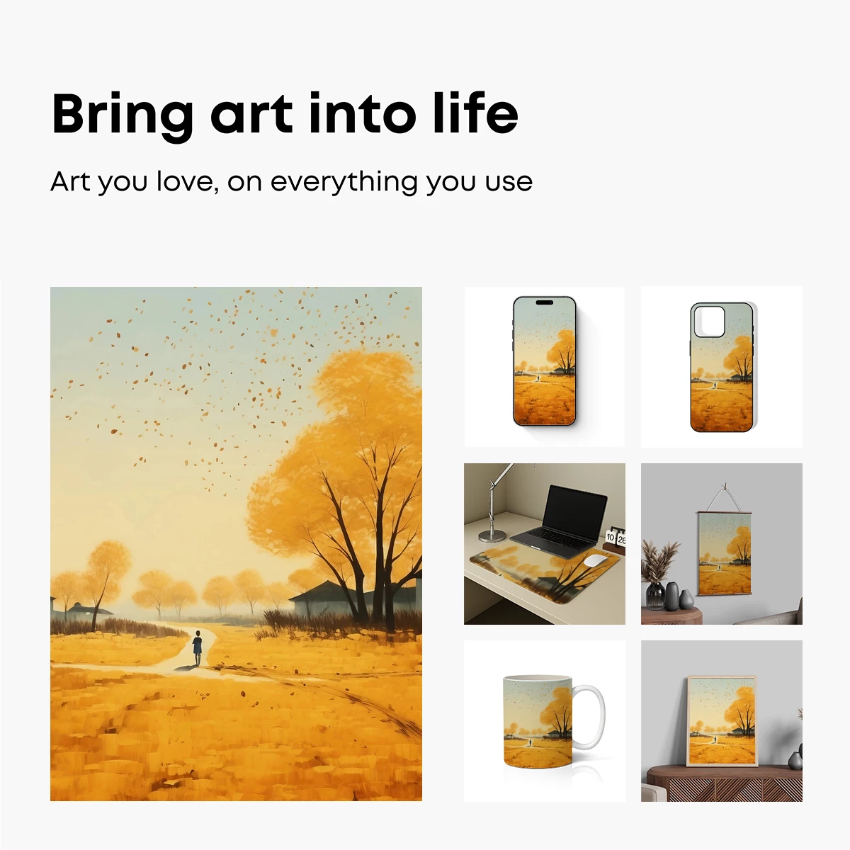 Autumn Solitude: Golden Leaves and Serene Path - Image 2