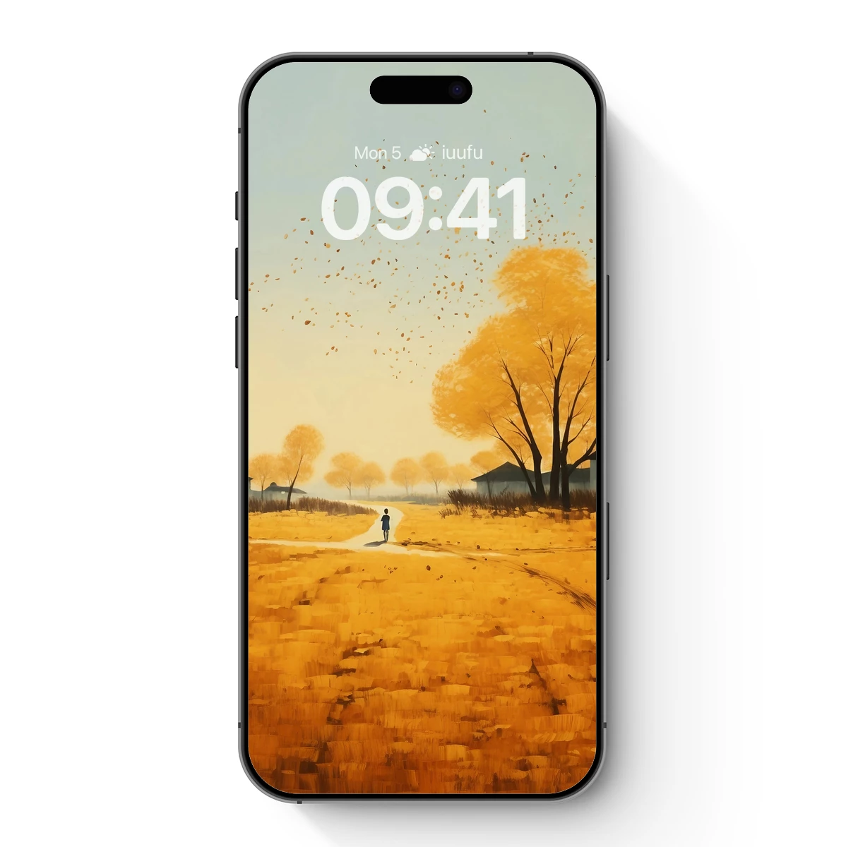 Autumn Solitude: Golden Leaves and Serene Path