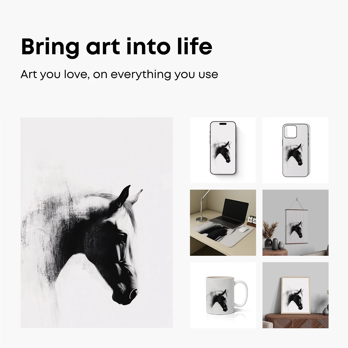 Elegant Equine Silhouette: Monochrome Mastery - Image 2