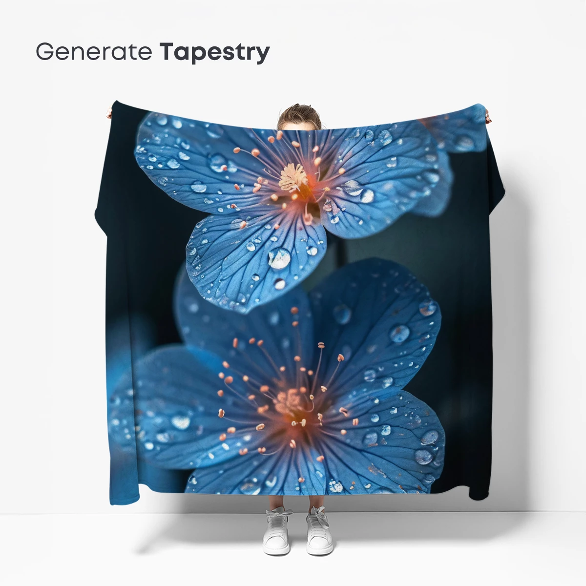 Ethereal Blue Blossoms with Dew Drops - Image 5