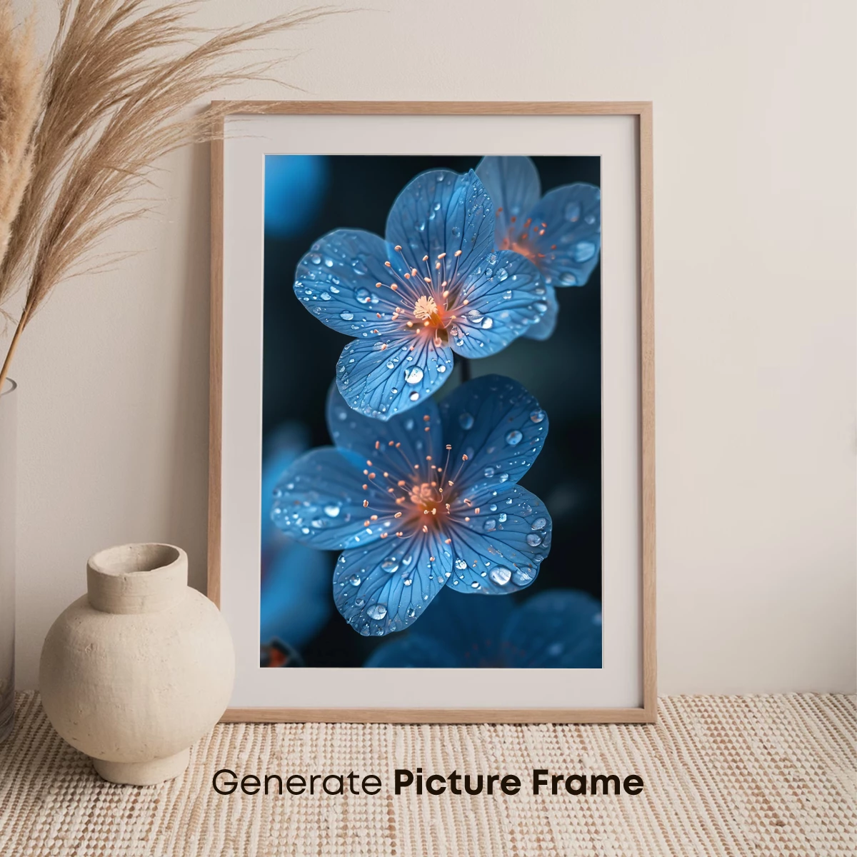 Ethereal Blue Blossoms with Dew Drops - Image 7