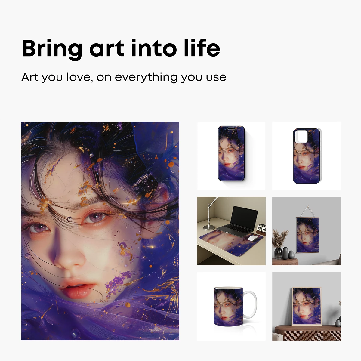 Ethereal Veil: Dreamlike Portrait in Purple Hues - Image 2