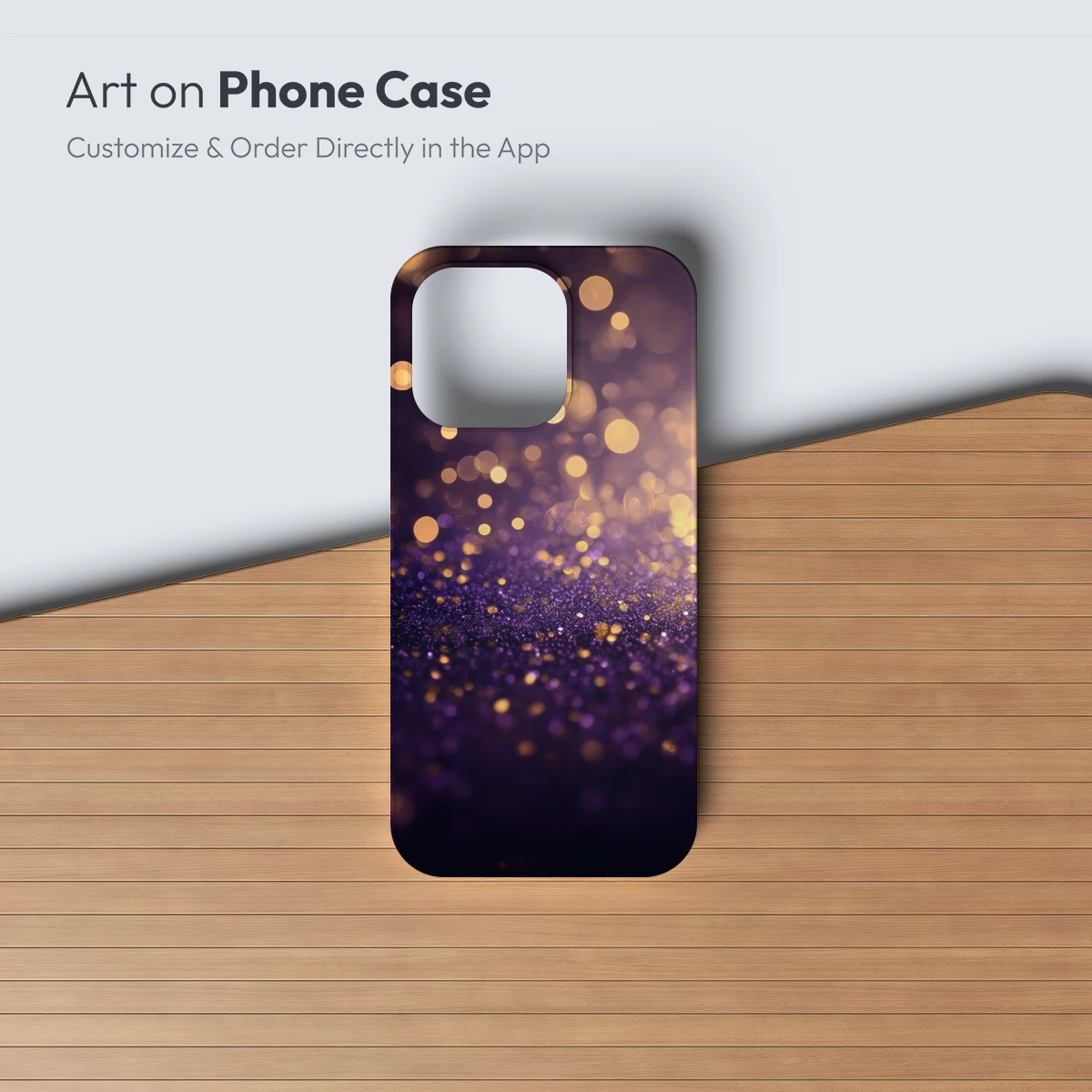 Golden Bokeh Over Purple Glitter - Image 3