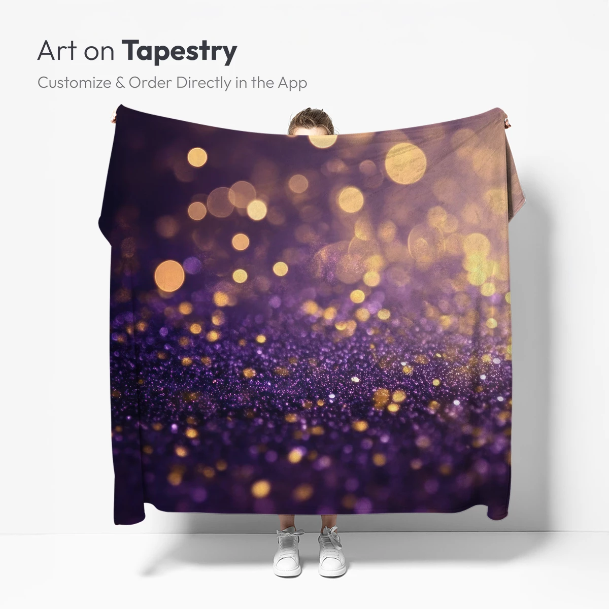 Golden Bokeh Over Purple Glitter - Image 5