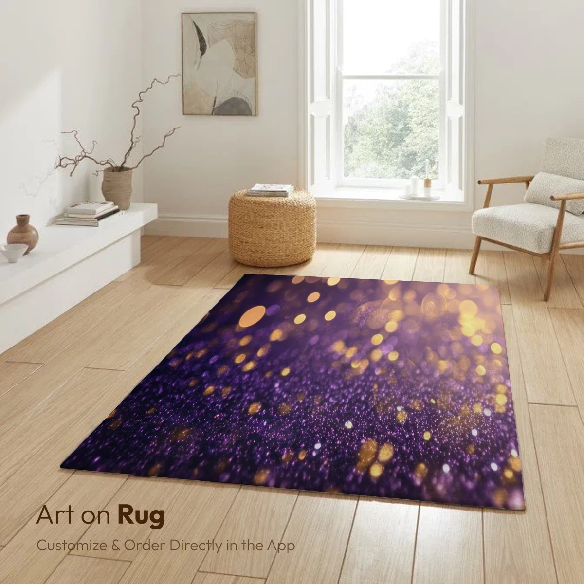 Golden Bokeh Over Purple Glitter - Image 6