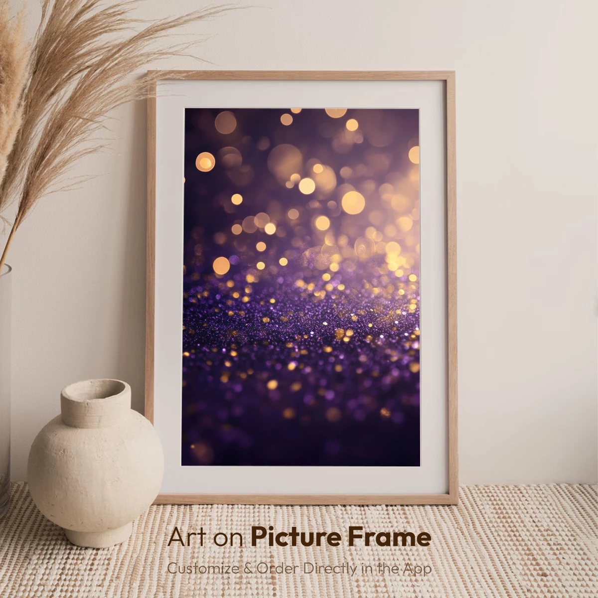 Golden Bokeh Over Purple Glitter - Image 7