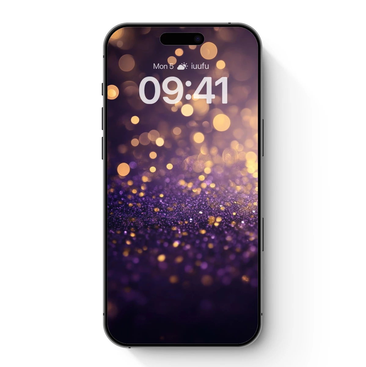 Golden Bokeh Over Purple Glitter