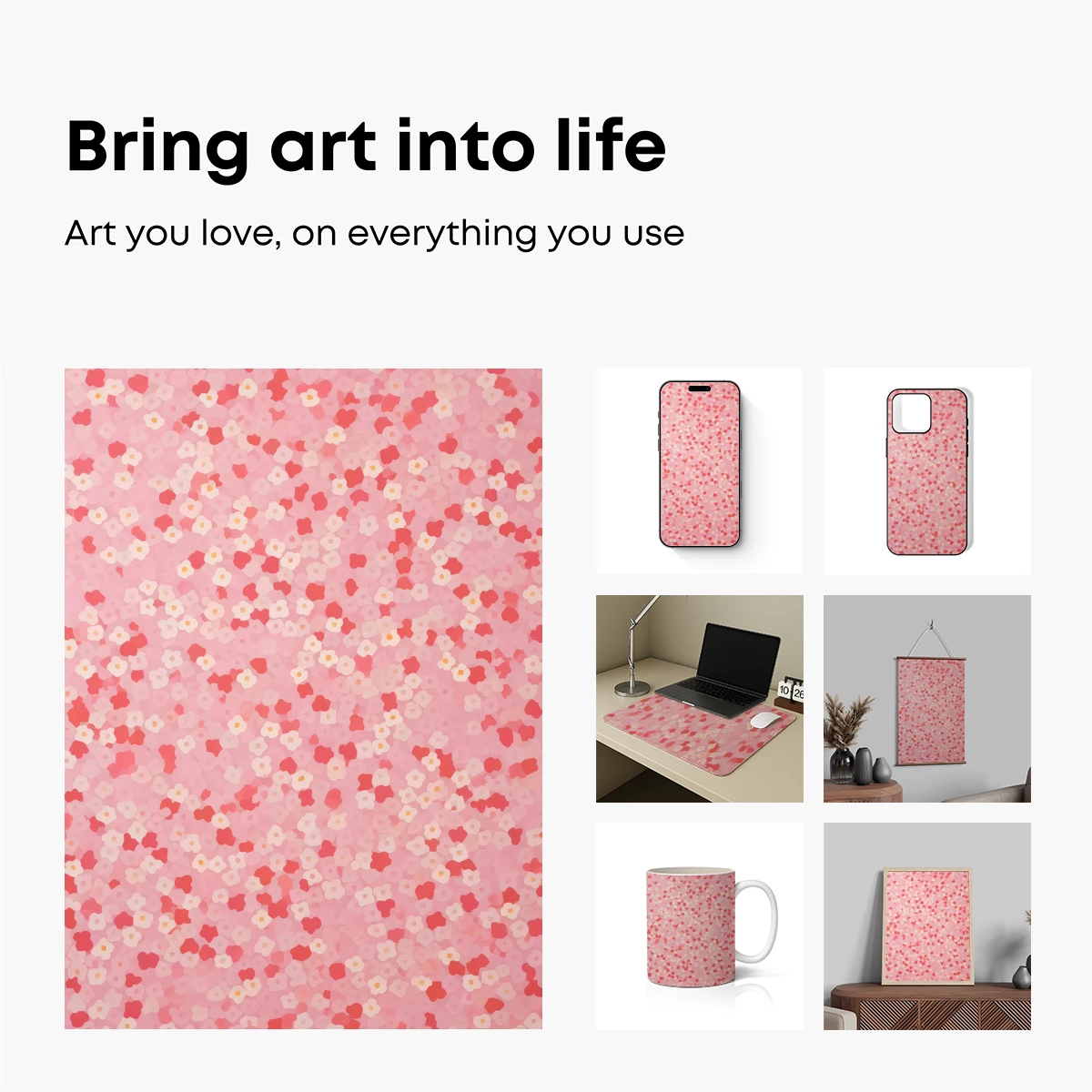 Blossom Whisper: Pink Floral Tapestry - Image 2