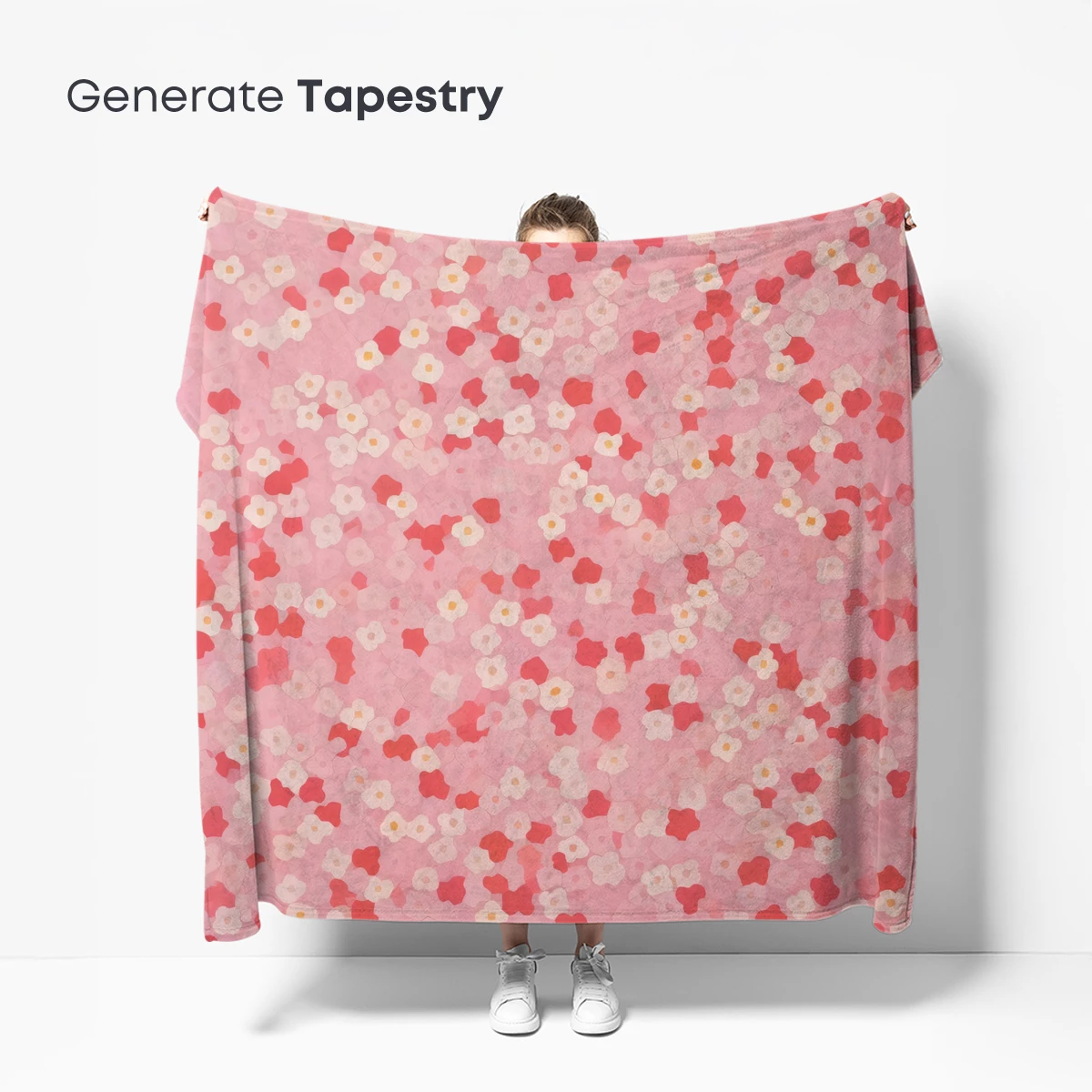 Blossom Whisper: Pink Floral Tapestry - Image 5