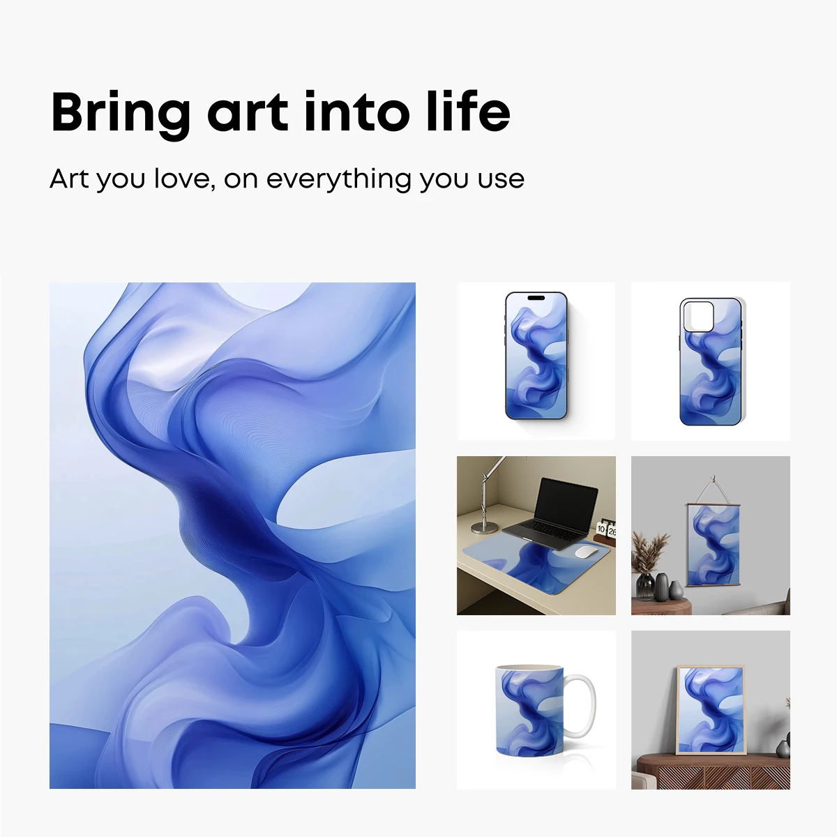 Ethereal Blue Whispers: Abstract Flow Art - Image 2