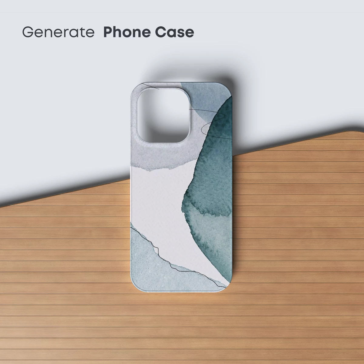 Abstract Watercolor Fusion: Teal and Gray Harmony - Image 3