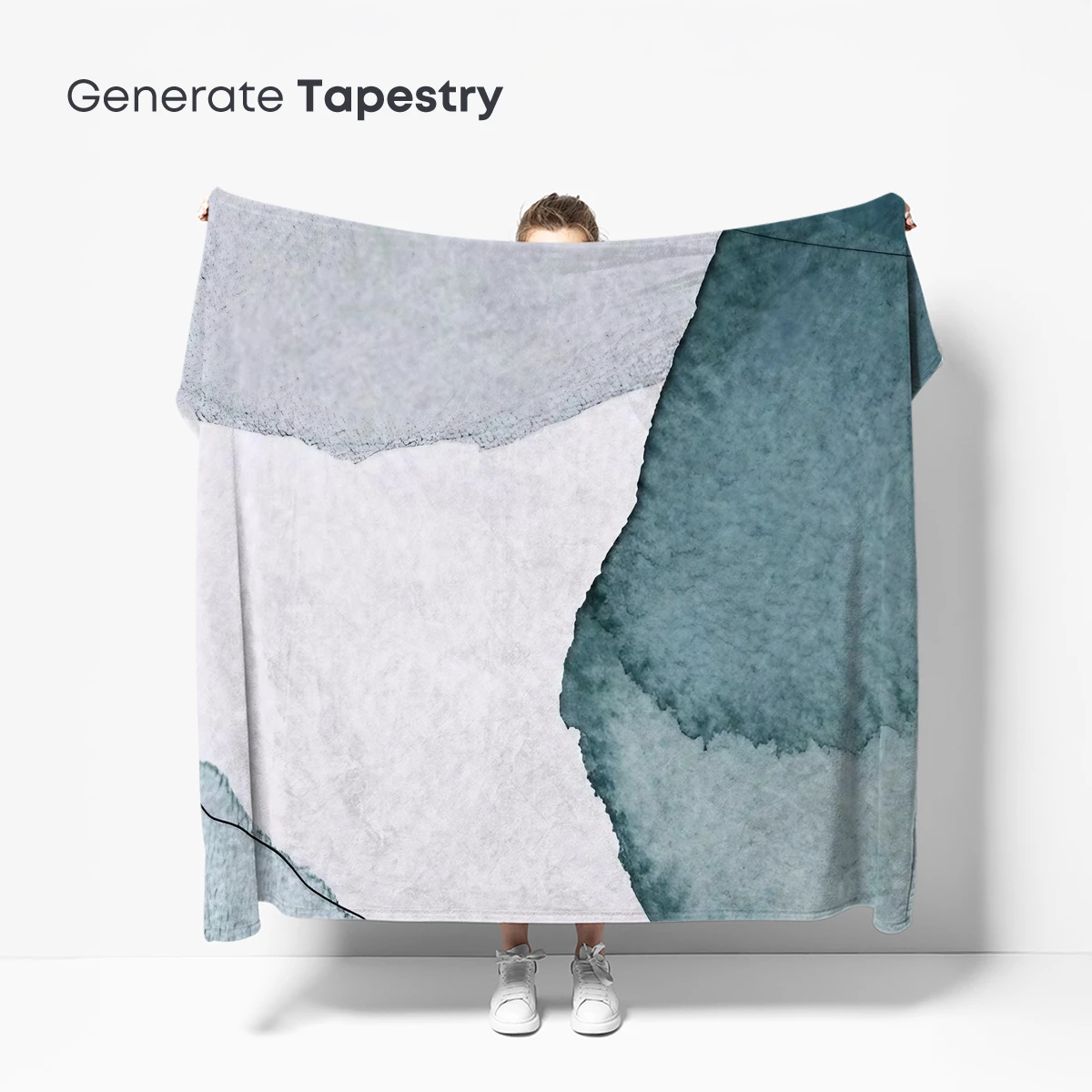 Abstract Watercolor Fusion: Teal and Gray Harmony - Image 5