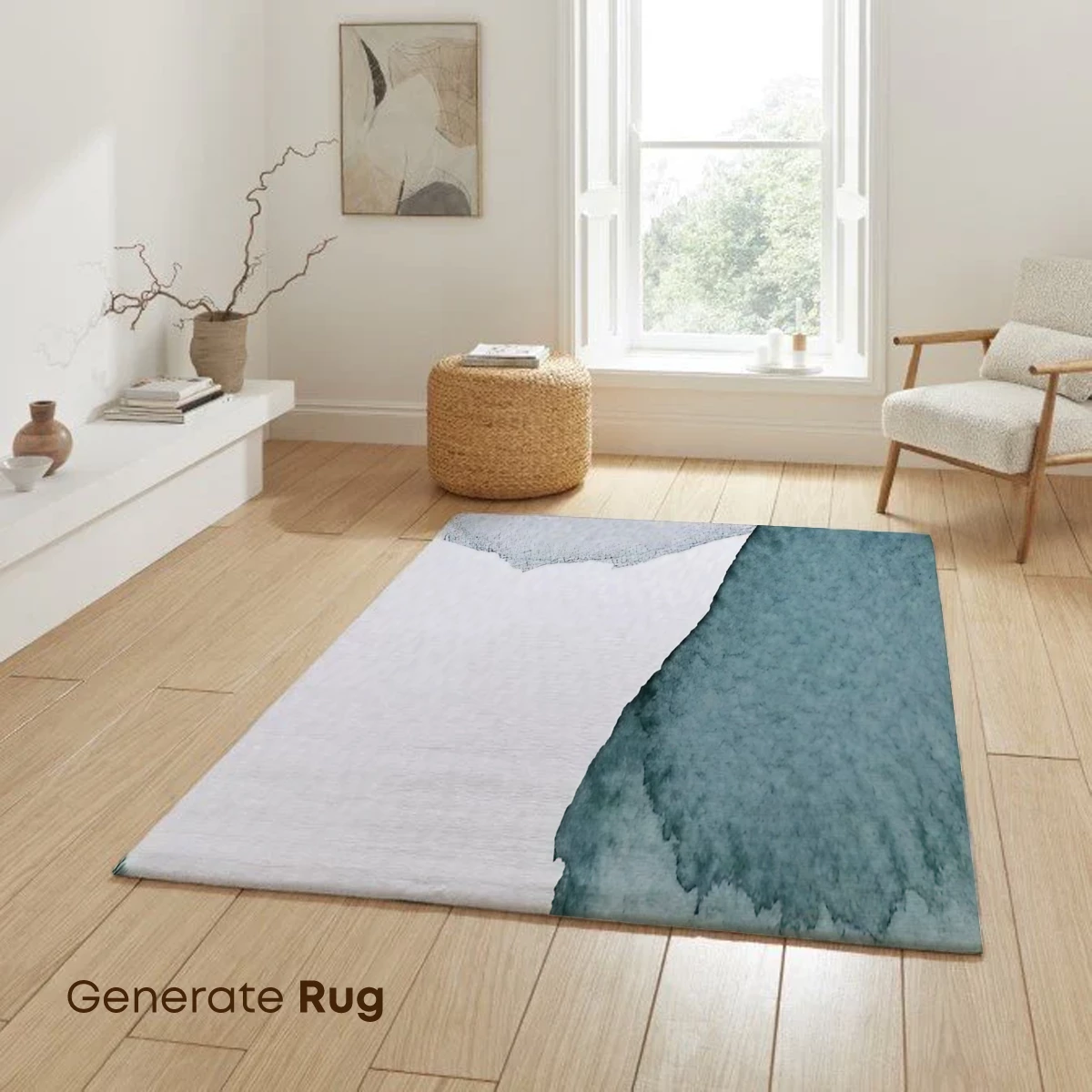 Abstract Watercolor Fusion: Teal and Gray Harmony - Image 6