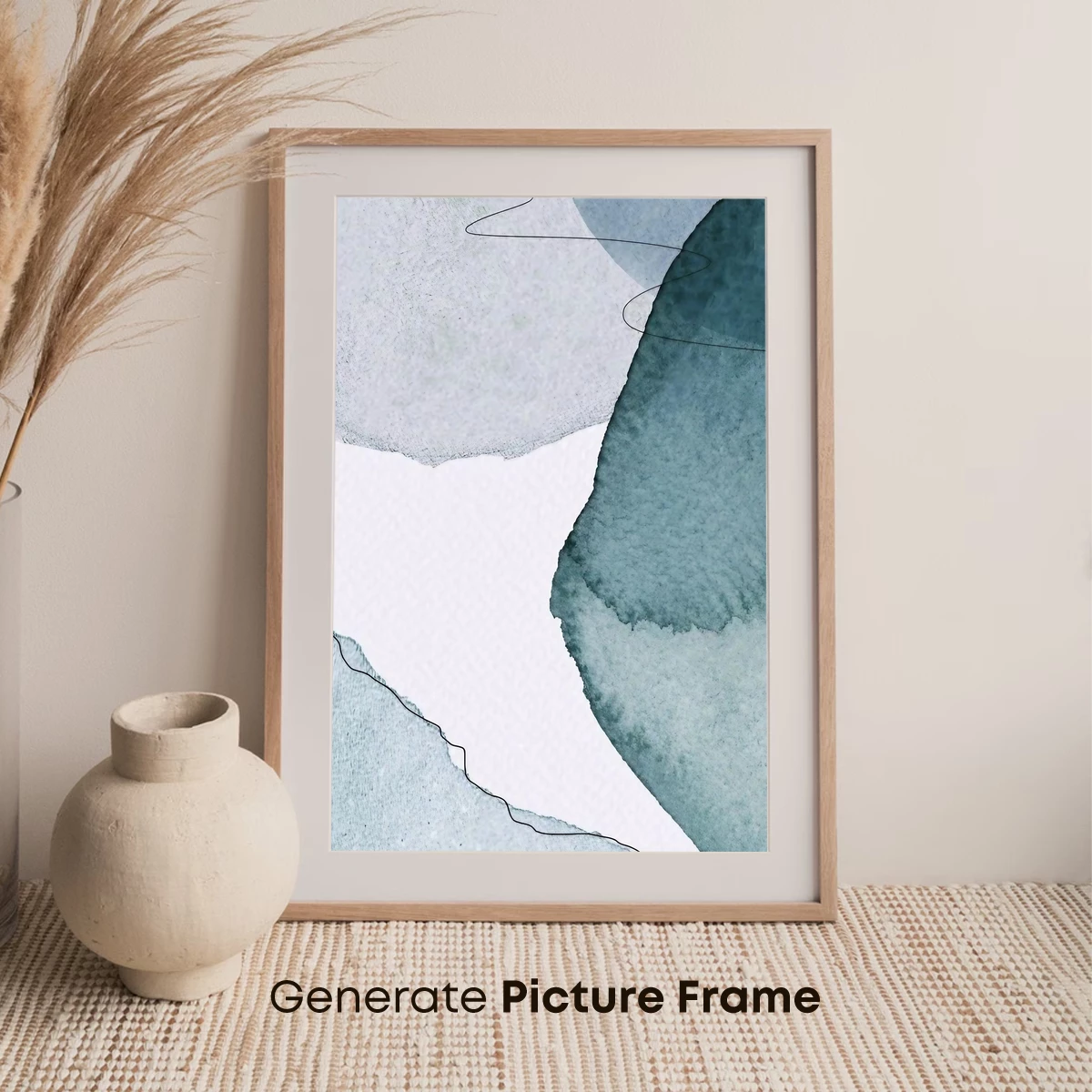 Abstract Watercolor Fusion: Teal and Gray Harmony - Image 7