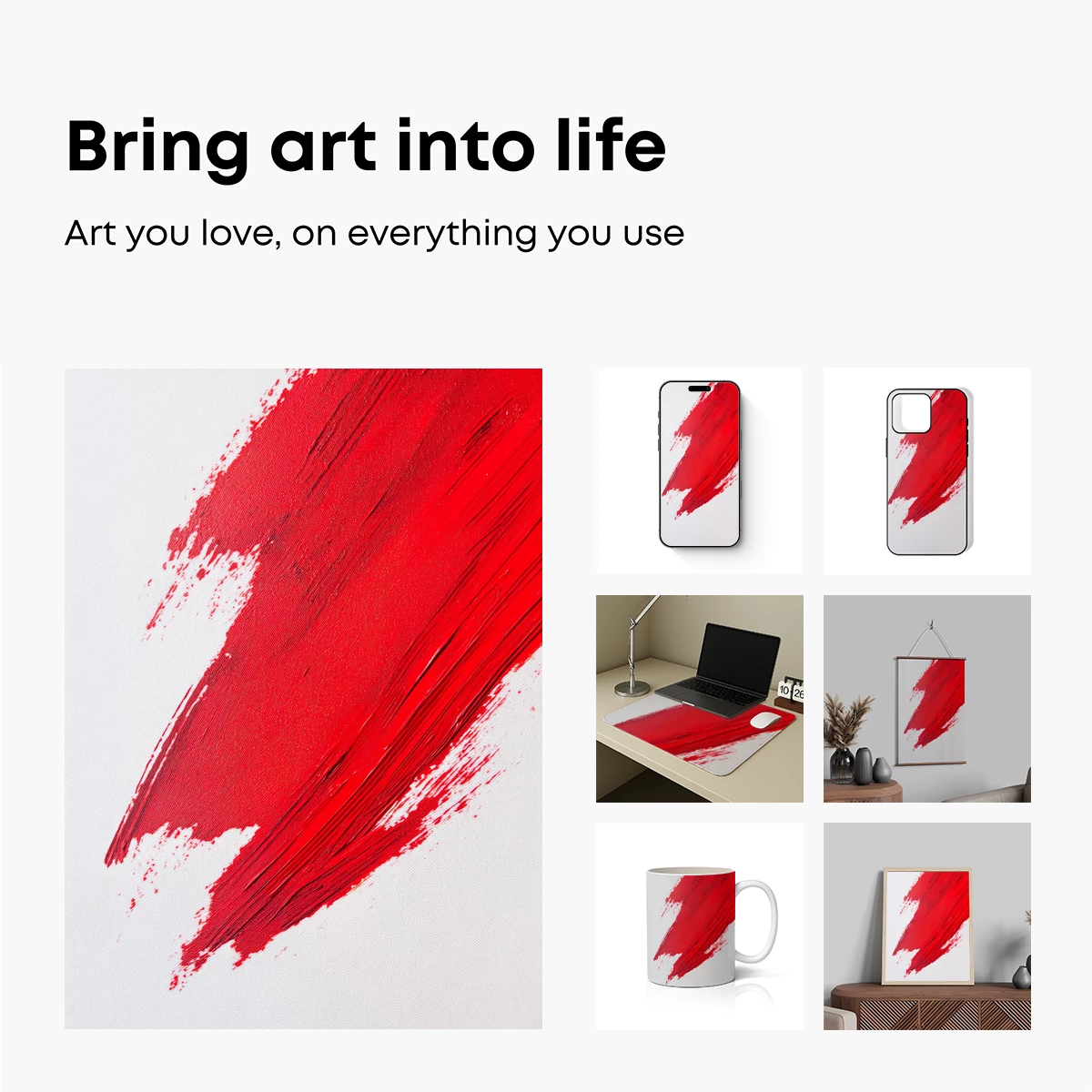 Bold Red Brushstroke: Abstract Artistry - Image 2