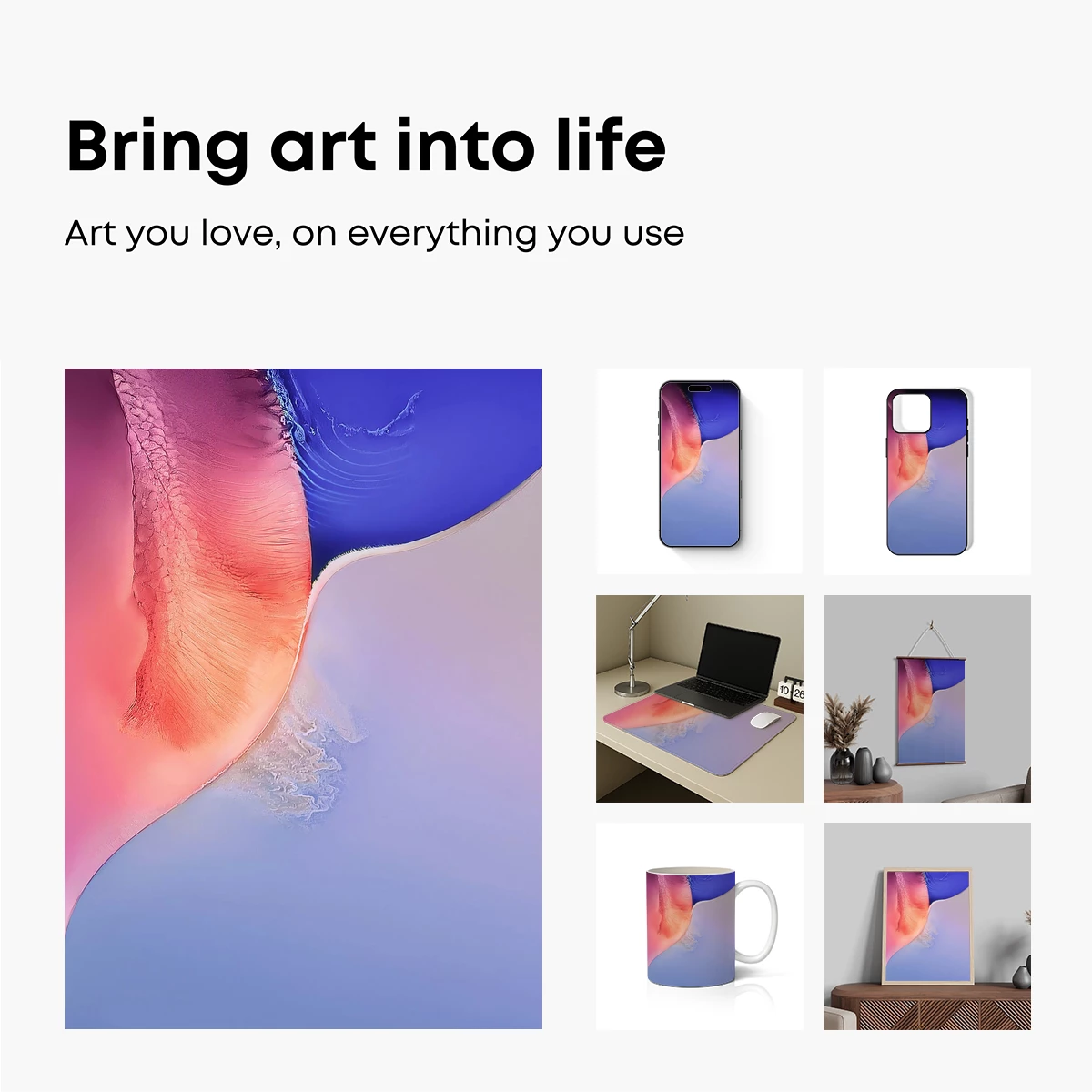 Abstract Fusion: Pink and Blue Waves - Image 2