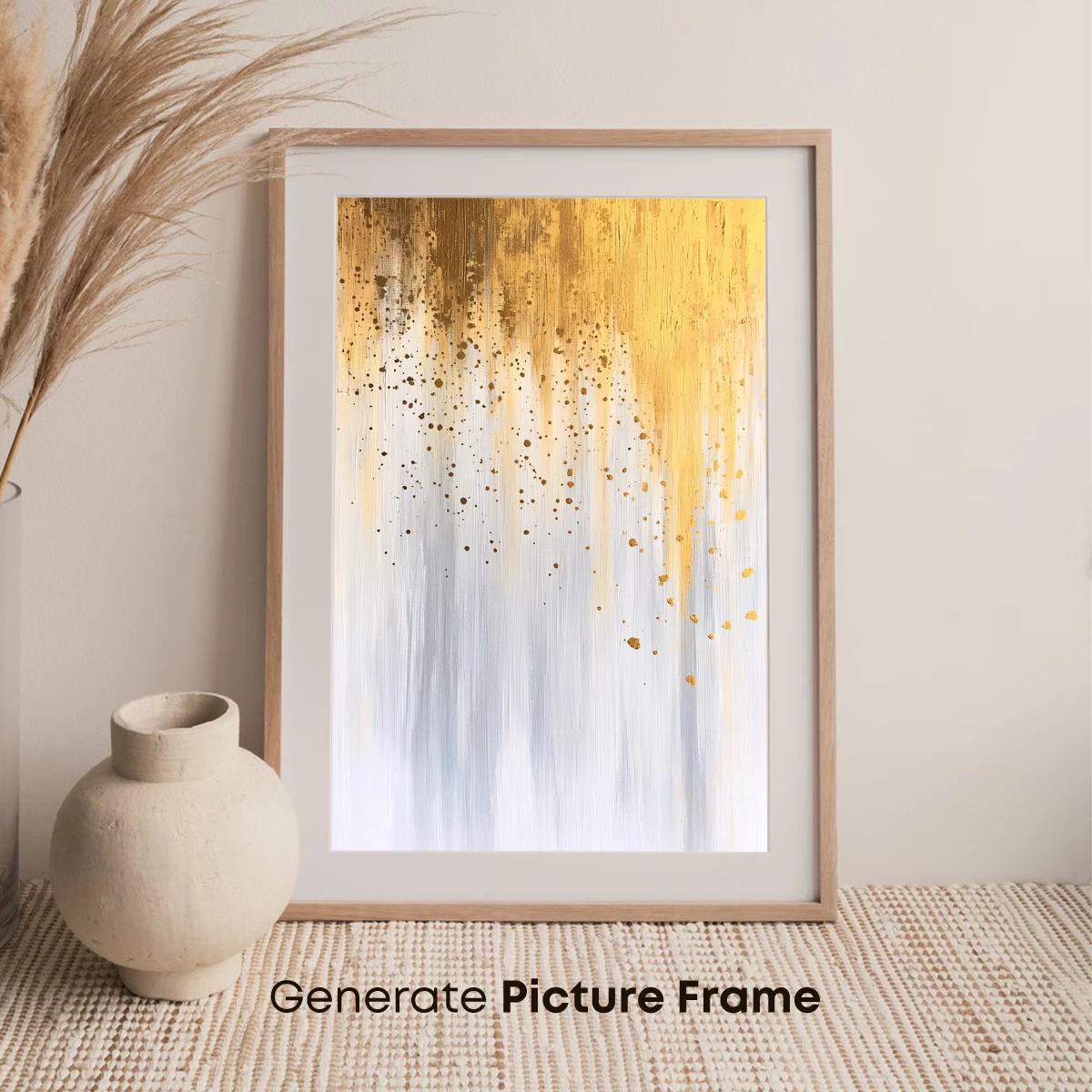 Golden Cascade: Abstract Brushstroke Symphony - Image 7