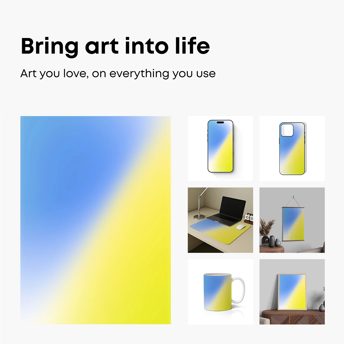 Diagonal Dawn: Blue and Yellow Gradient Harmony - Image 2