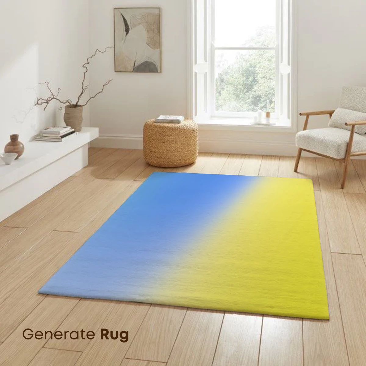 Diagonal Dawn: Blue and Yellow Gradient Harmony - Image 6
