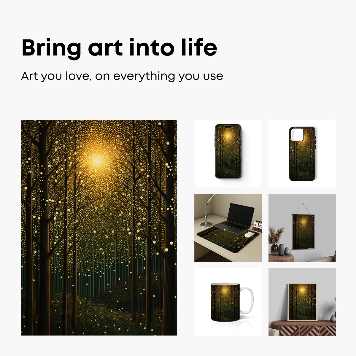 Enchanted Forest Glow: A Luminous Night Scene - Image 2