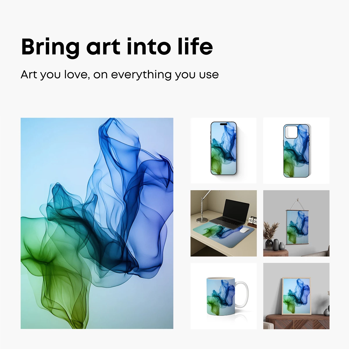 Ethereal Smoke Dance: Blue and Green Fusion - Image 2