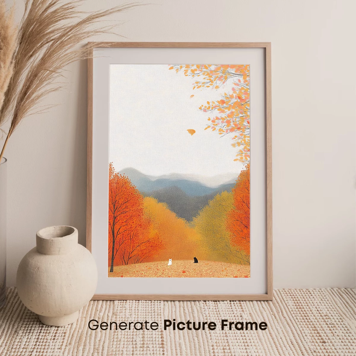 Autumn Solitude: Cats in a Colorful Forest - Image 7