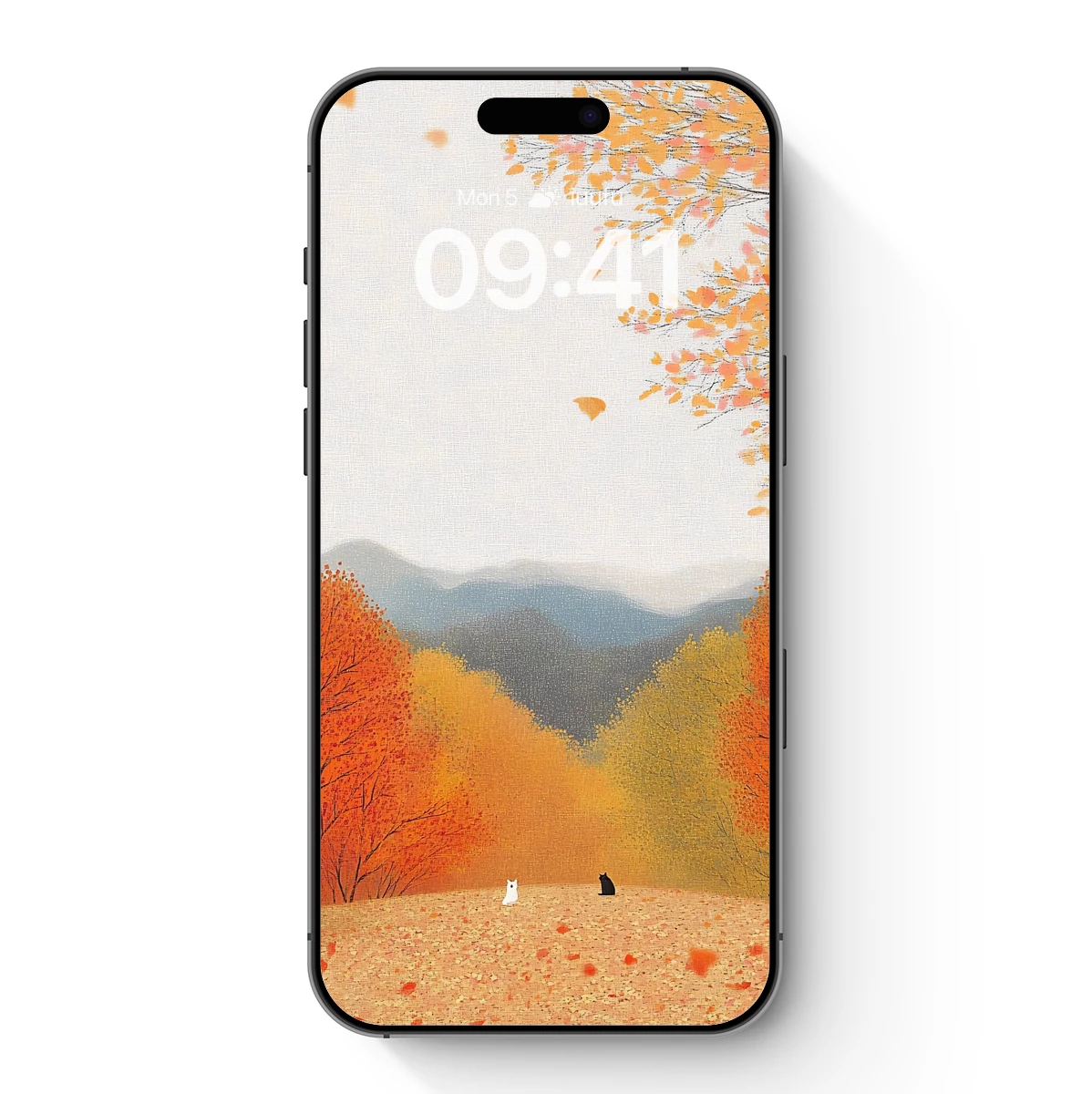 Autumn Solitude: Cats in a Colorful Forest