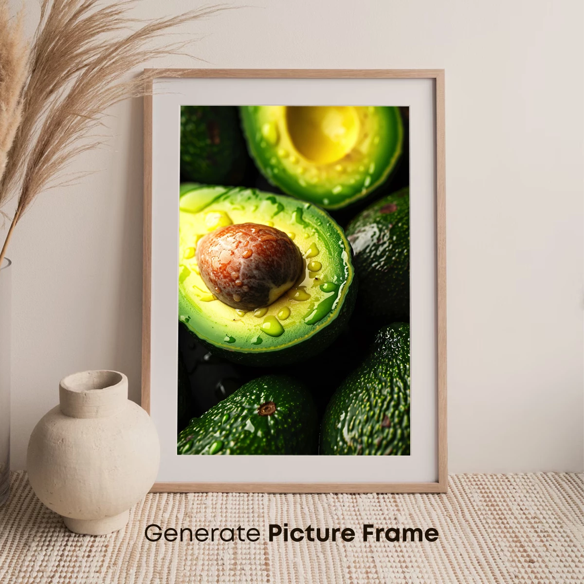 Avocado Elegance: Vibrant Halves in Dewy Detail - Image 7