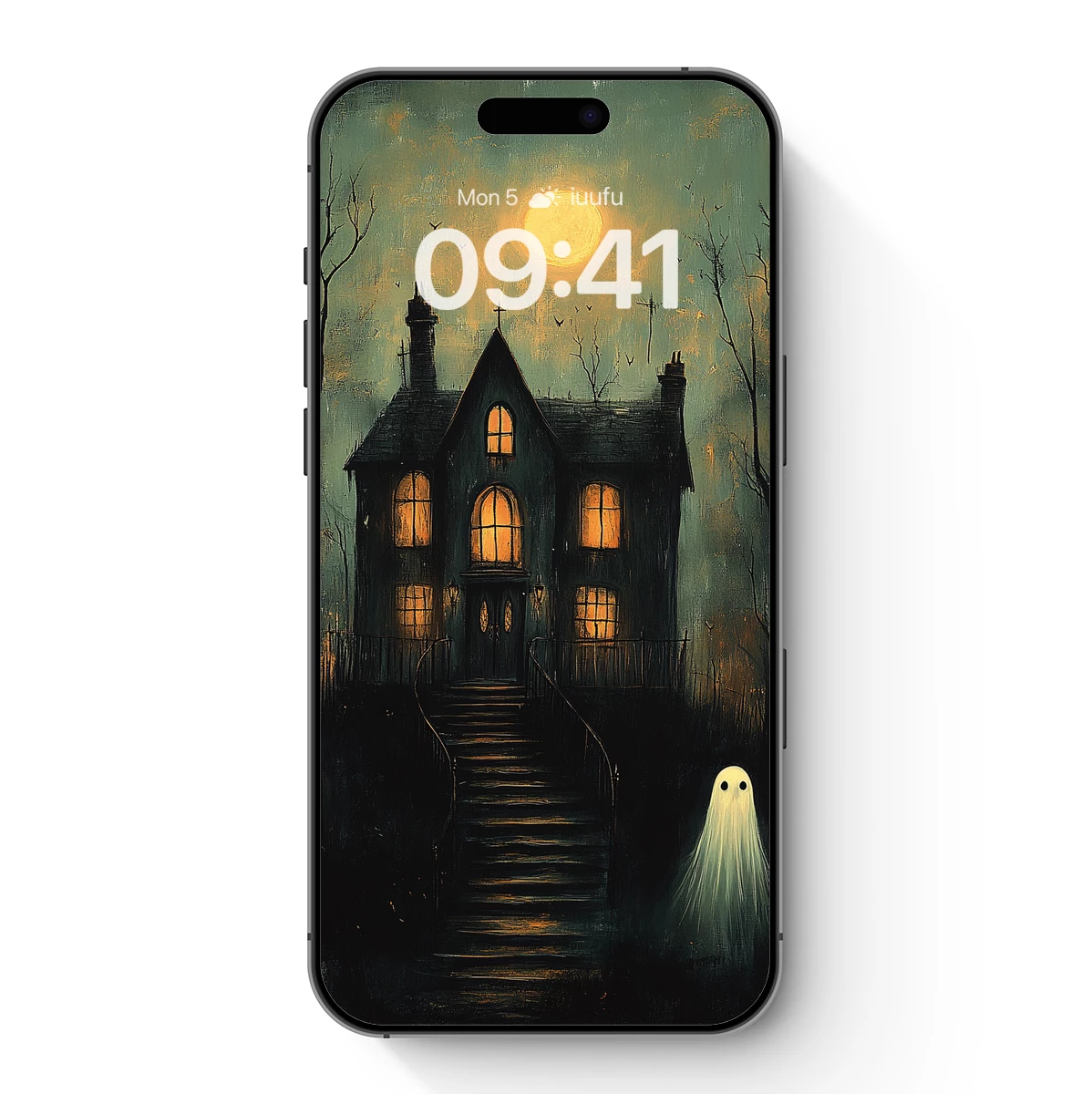 Gothic Moonlit Mansion with Ethereal Ghost