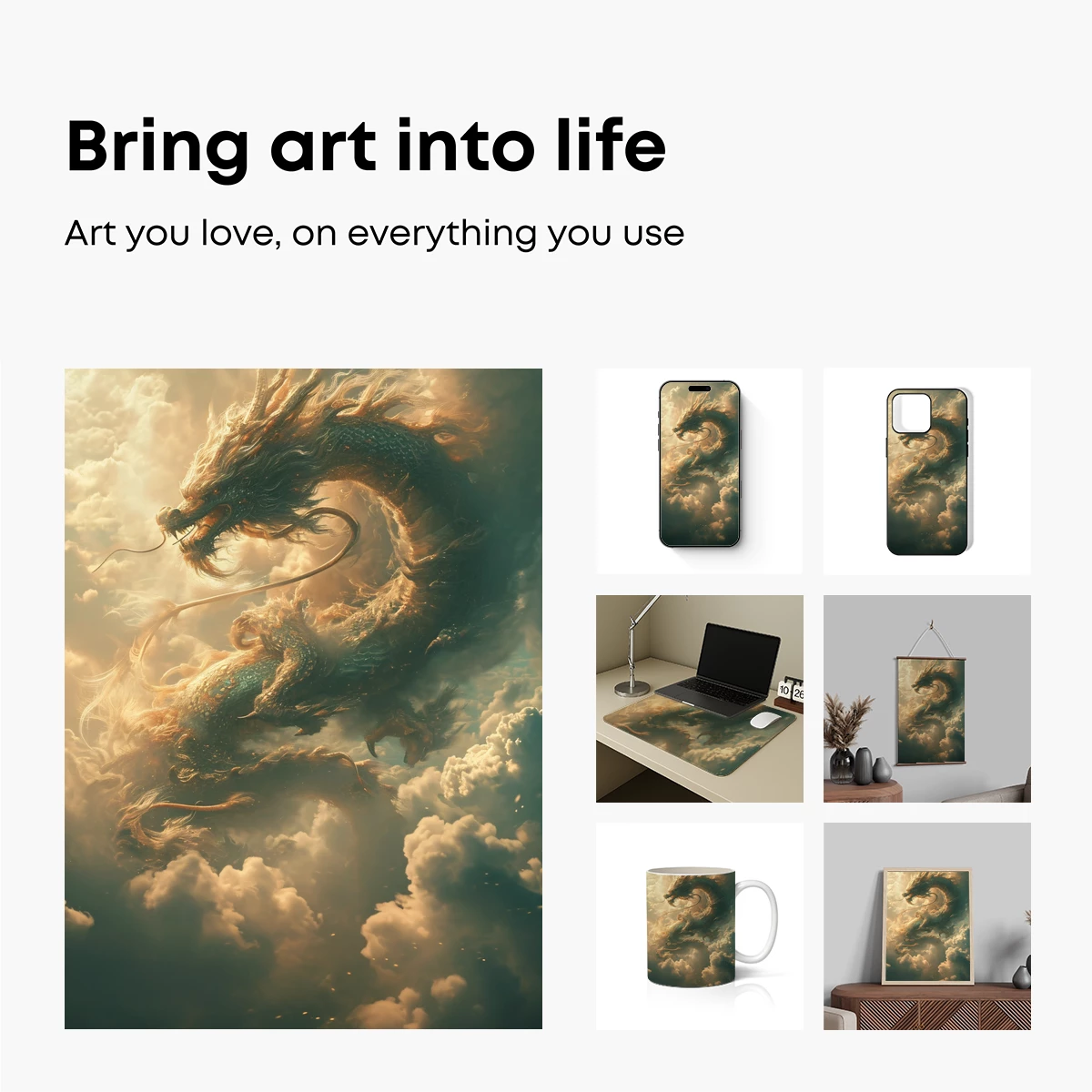 Celestial Dragon Soaring Through Clouds - Image 2