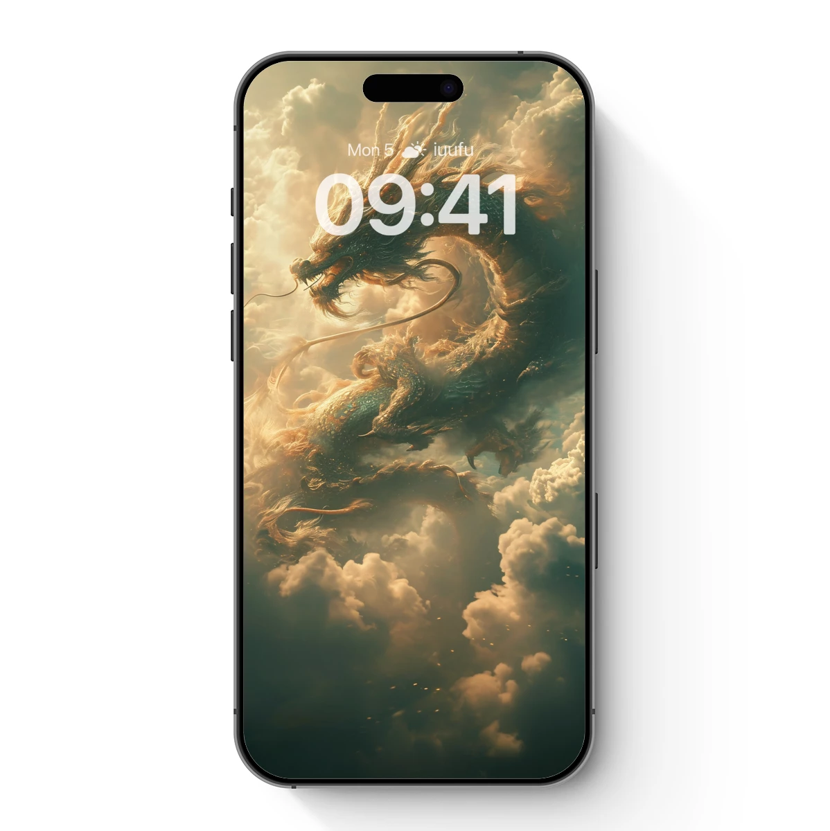 Celestial Dragon Soaring Through Clouds