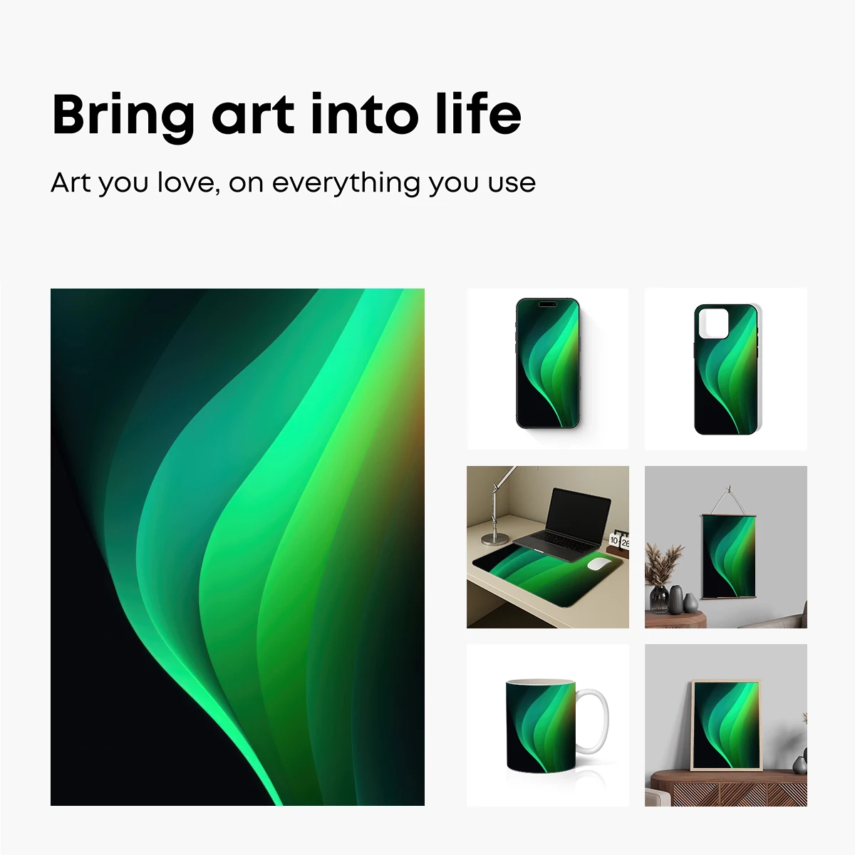 Ethereal Green Waves: A Digital Abstract Symphony - Image 2