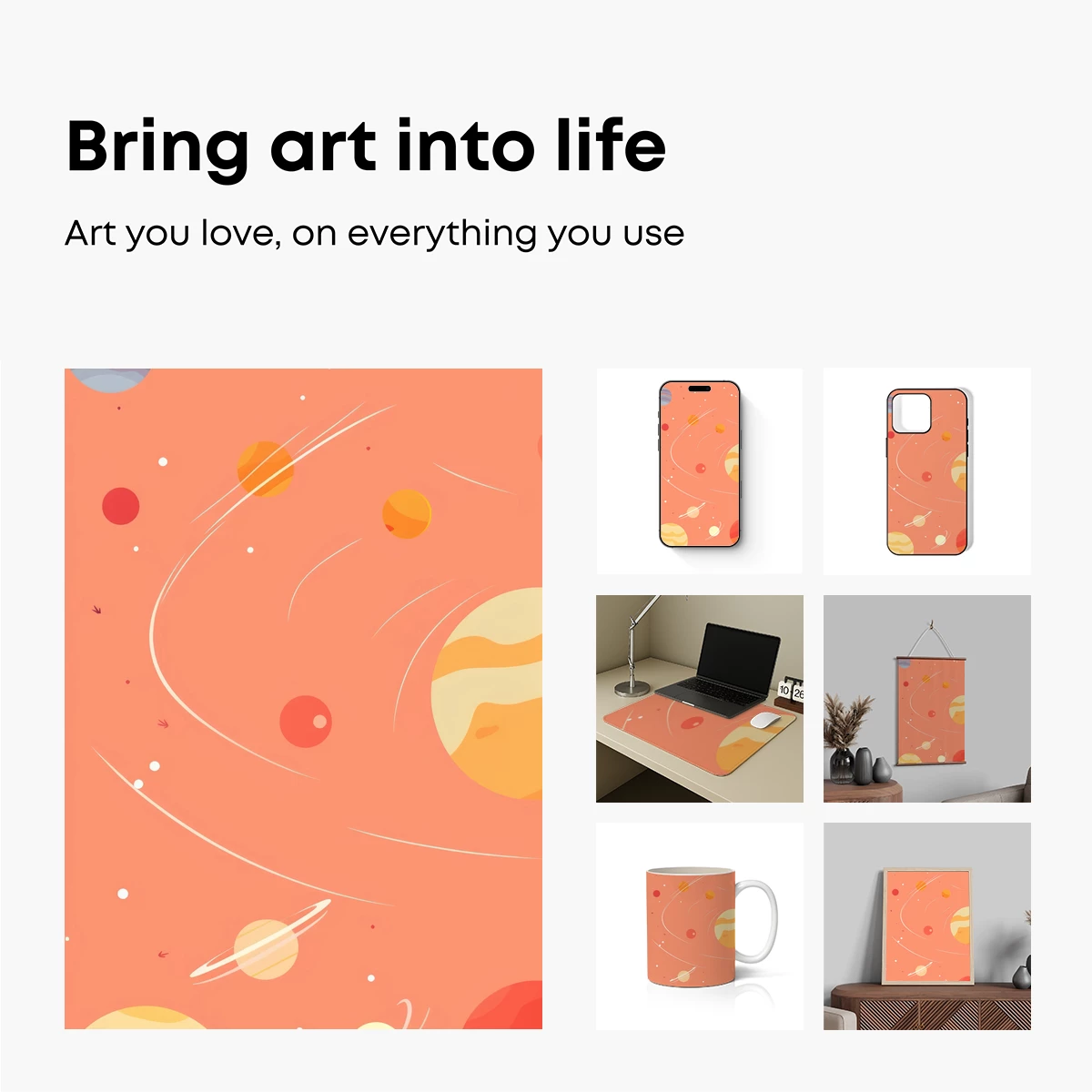 Cosmic Tango: Planetary Waltz in Peach Tones - Image 2