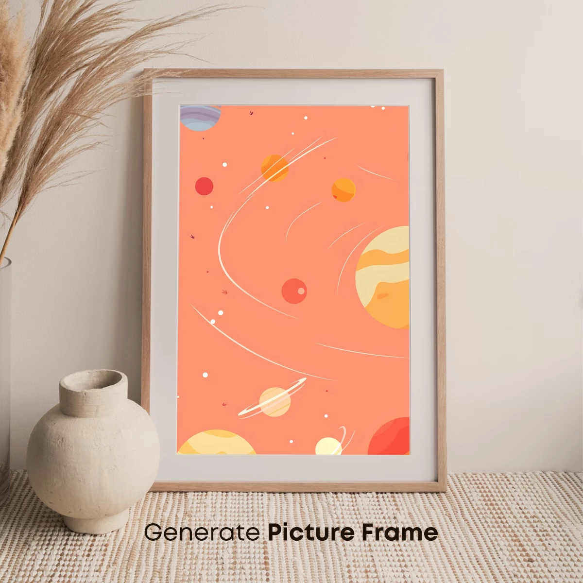 Cosmic Tango: Planetary Waltz in Peach Tones - Image 7