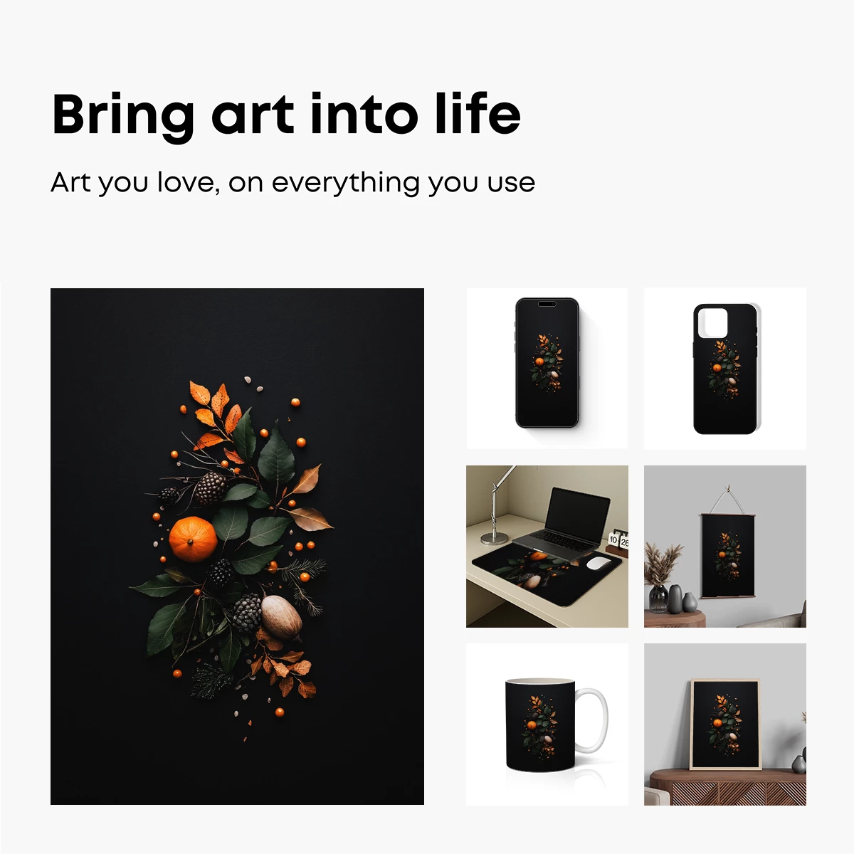 Autumnal Elegance: Harvest Bouquet on Dark Canvas - Image 2