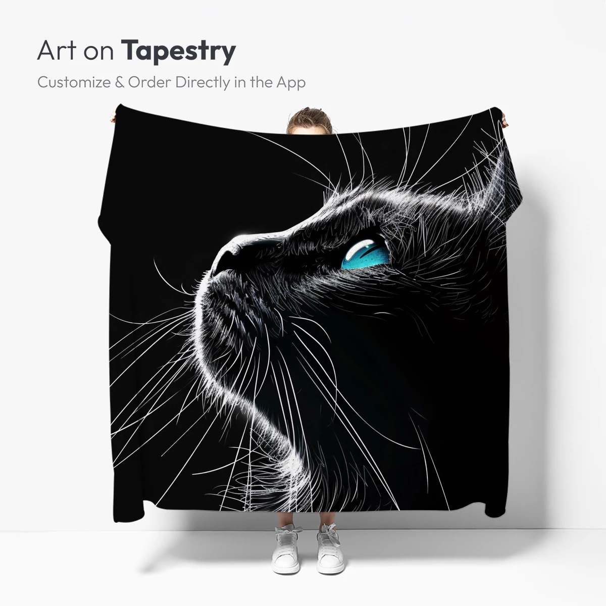 Ethereal Midnight Cat: Neon Blue Eyes in Darkness - Image 4