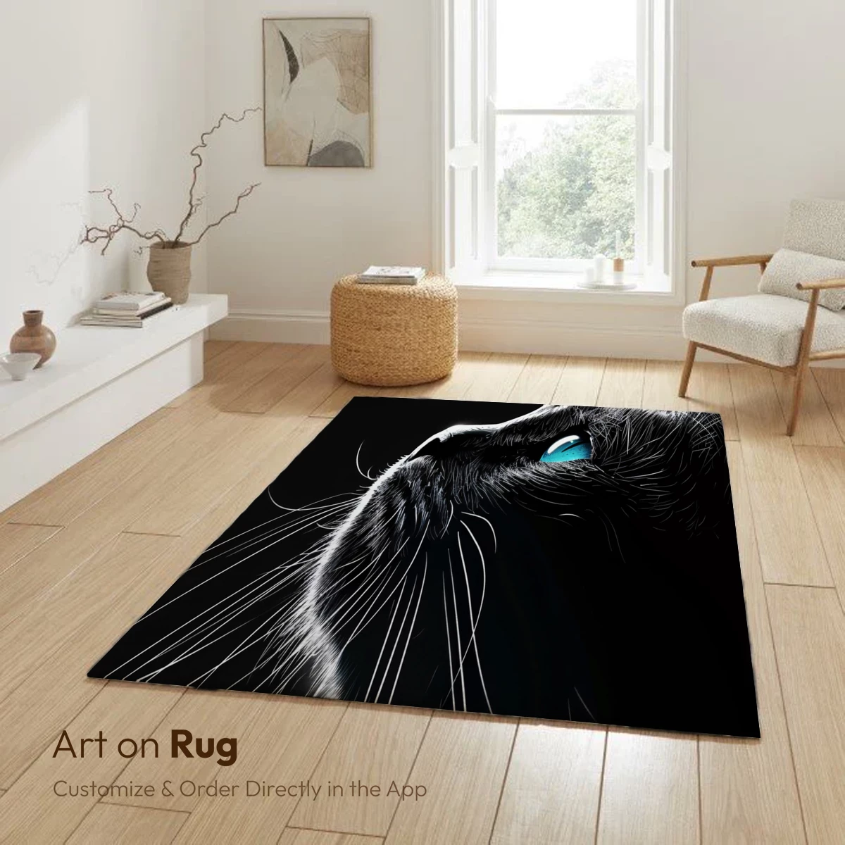 Ethereal Midnight Cat: Neon Blue Eyes in Darkness - Image 5