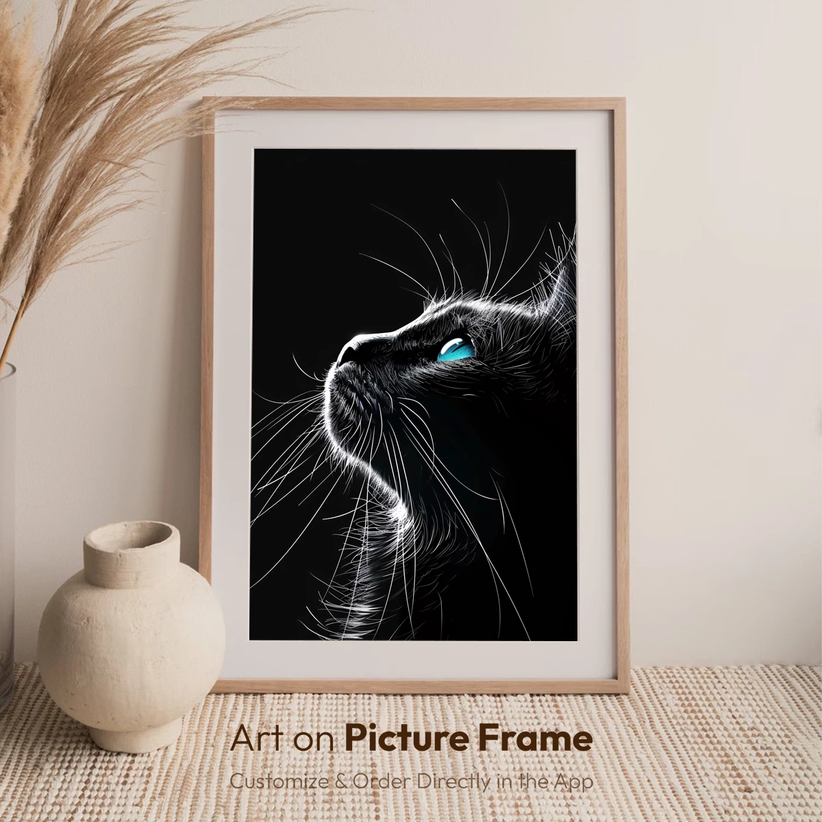 Ethereal Midnight Cat: Neon Blue Eyes in Darkness - Image 6