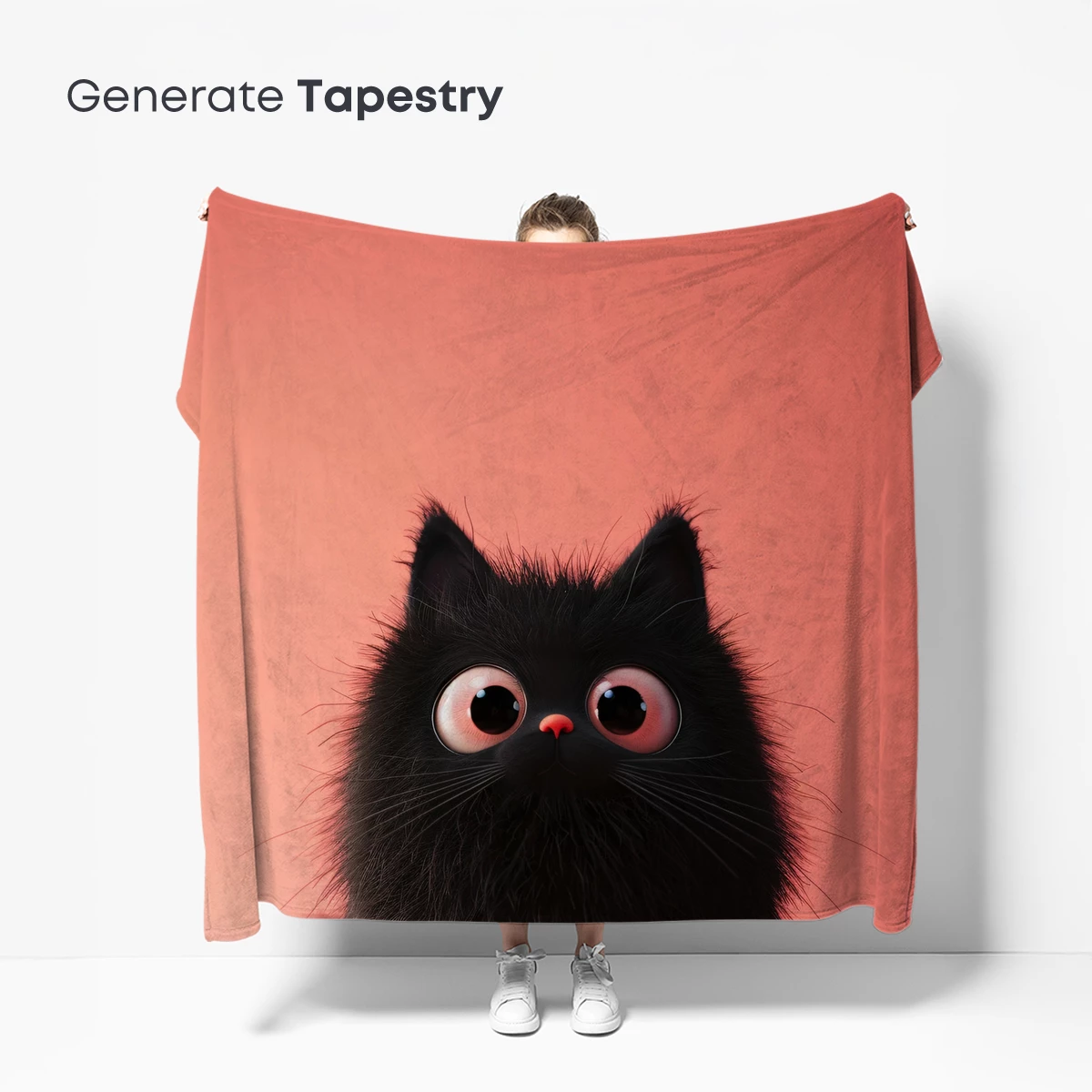 Cute Black Kitten with Big Eyes: Whimsical Cartoon Charm - Image 5