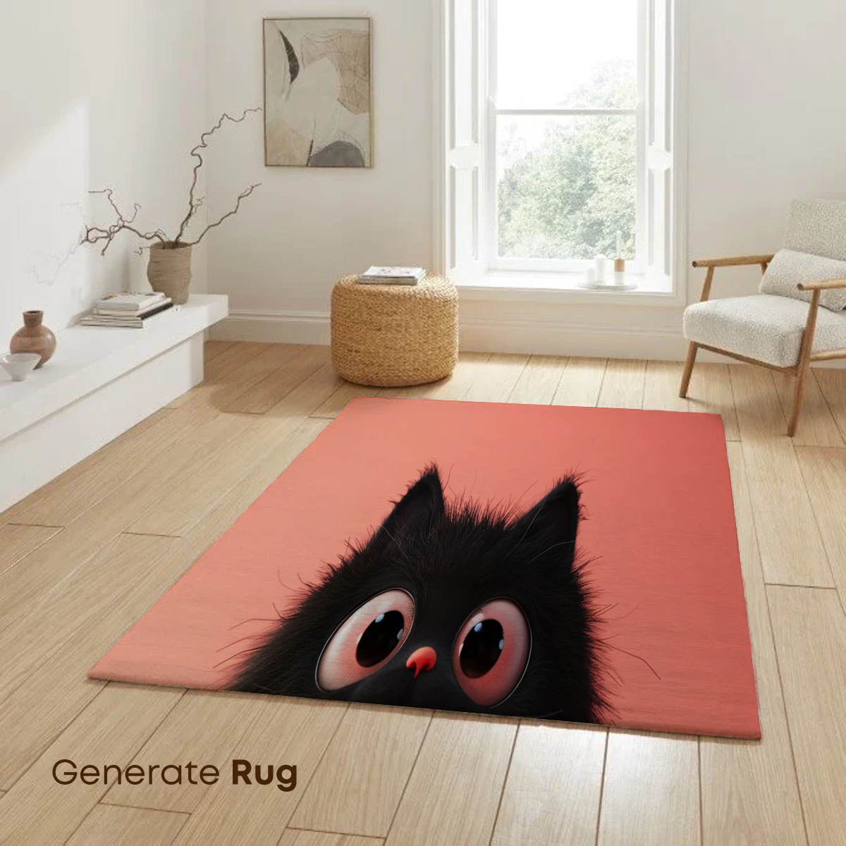 Cute Black Kitten with Big Eyes: Whimsical Cartoon Charm - Image 6