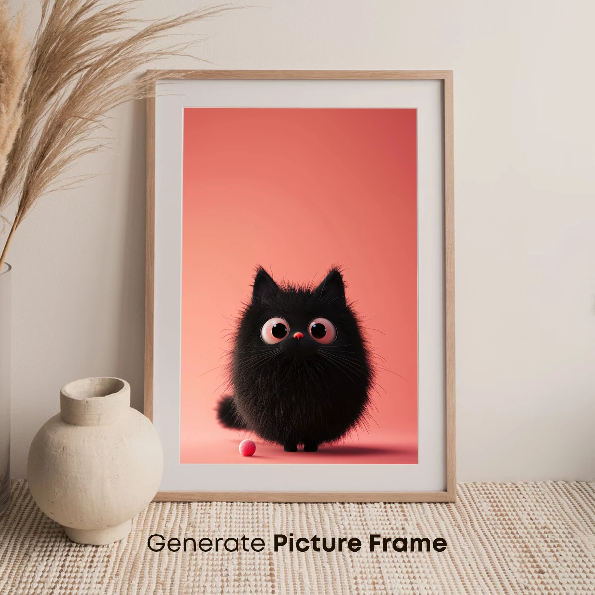 Cute Black Kitten with Big Eyes: Whimsical Cartoon Charm - Image 7